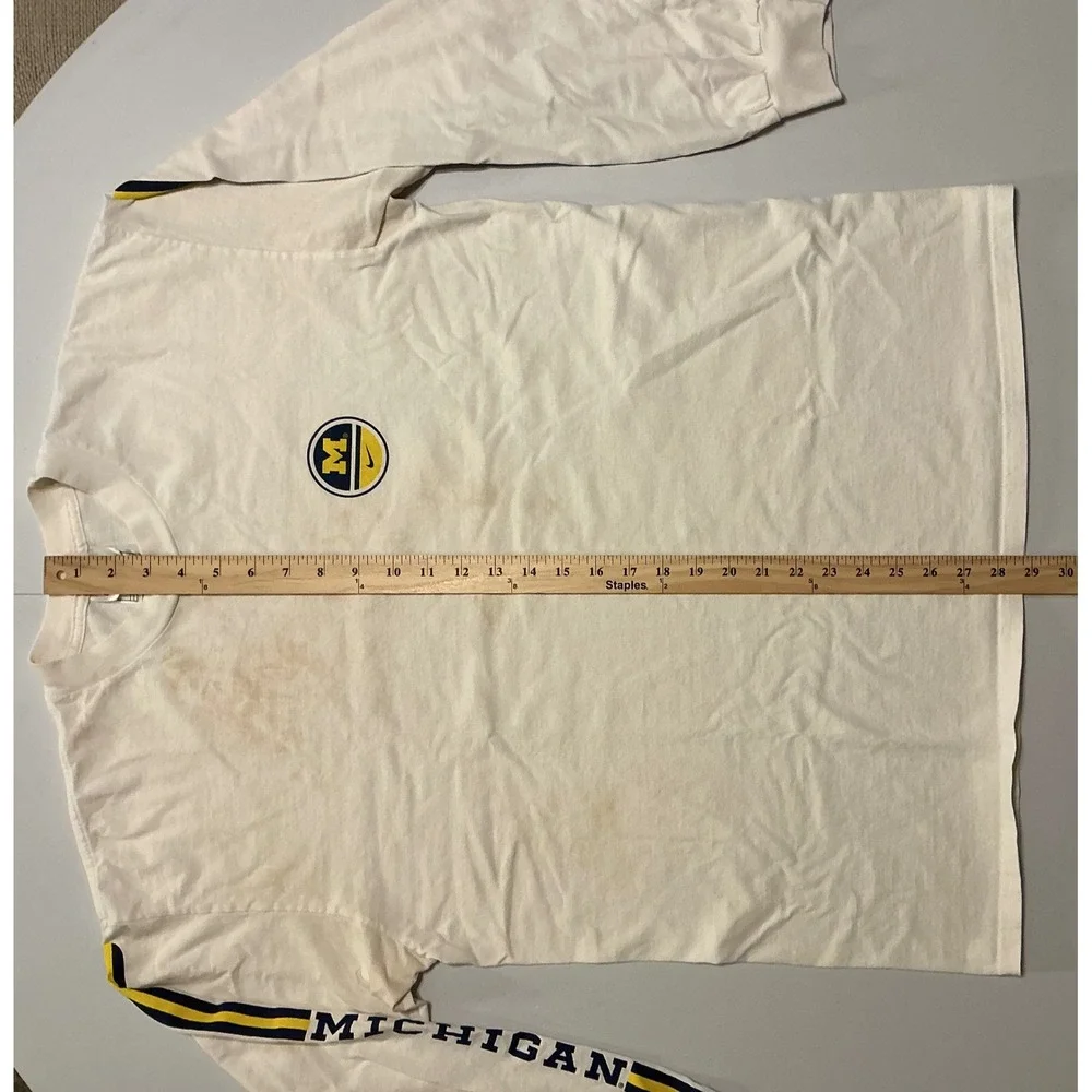 VTG Y2K‎ Nike Michigan Wolverines Long Sleeve T-Shirt Mens L White 90s Grunge